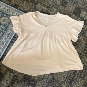 Altar'd State Cream Ruffle Sleeve Blouse